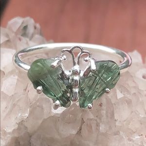 BOUTIQUE GREEN TOURMALINE BUTTERFLY 925 RING, 6